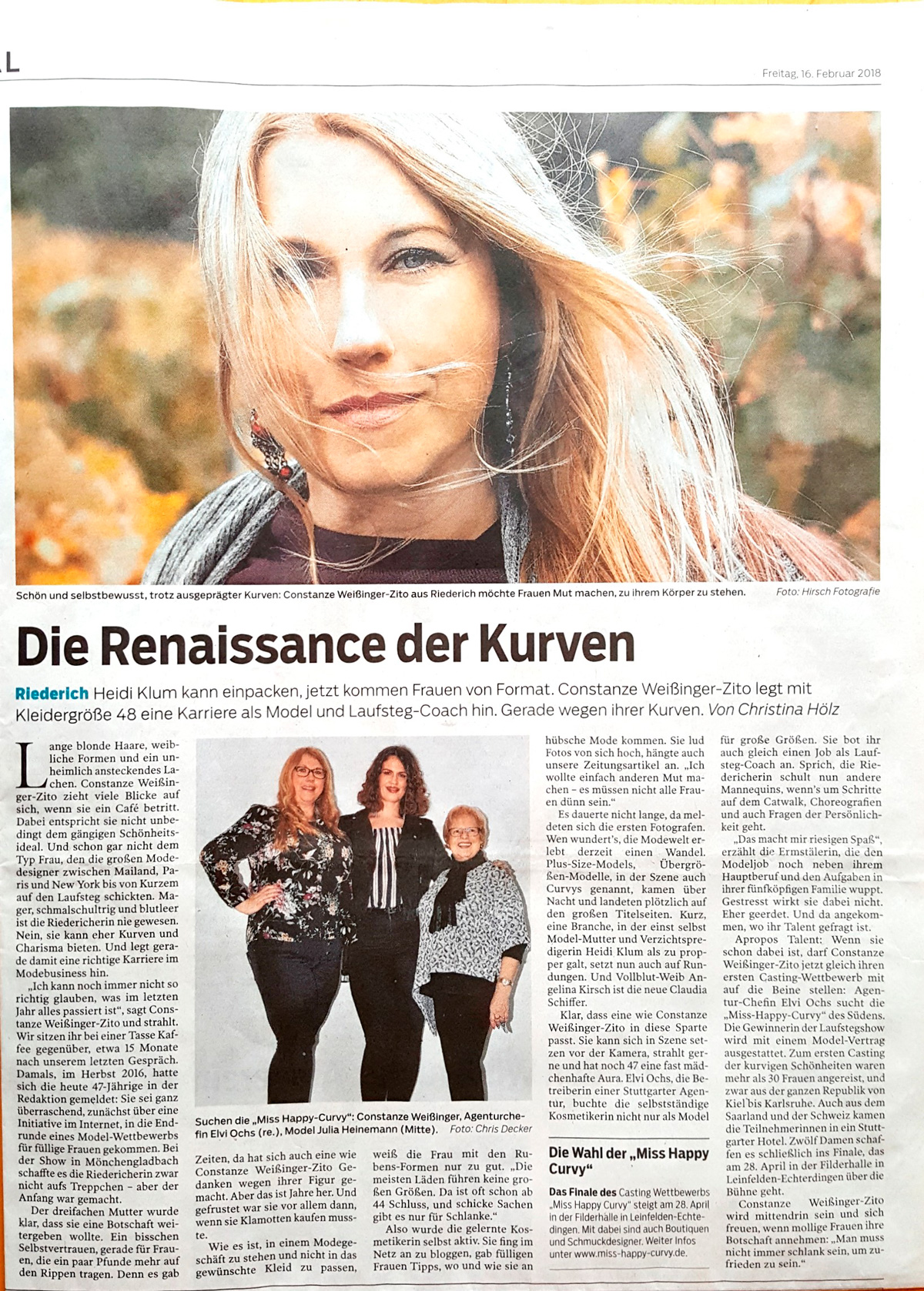 Zeitungsbericht vom 16.Februar 2018